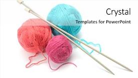  Presentation with needles - Presentation theme featuring sceins - woolen balls and knitting needles background and a white colored foreground
