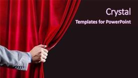  Presentation with red curtain - Beautiful PPT layouts featuring scenario - close up of hand opening backdrop and a wine colored foreground