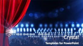  Presentation with red curtain - Audience pleasing slide set consisting of scenario - hand of businessman opening red backdrop and a  colored foreground