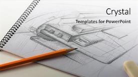  Presentation with structure design - Amazing PPT theme having scenario - pencil design sketch of futuristic backdrop and a white colored foreground