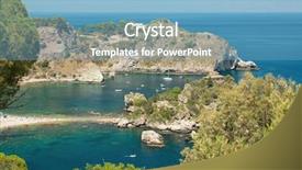  Presentation with beach - Amazing slide deck having scenary - isola bella beach near taormina backdrop and a light blue colored foreground