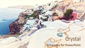  Presentation with santorini - PPT layouts having scenary - oia view santorini island greece background and a  colored foreground
