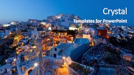  Presentation with santorini - Cool new slide deck with scenary - santorini island oia night view backdrop and a teal colored foreground