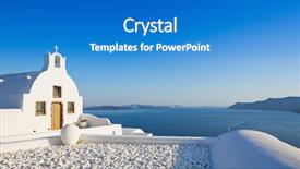  Presentation with orthodox - Beautiful slide set featuring scenary - small traditional greek orthodox church backdrop and a teal colored foreground