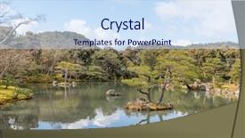  Presentation with green hills - Amazing PPT theme having scenary - tranquil water and beautiful reflection backdrop and a sky blue colored foreground
