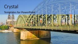  Presentation with cologne - PPT layouts consisting of scenary - view on the 'dom' cathedral background and a light blue colored foreground