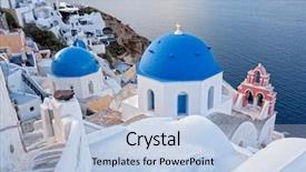  Presentation with santorini - Amazing presentation design having scenary - view of oia town backdrop and a  colored foreground