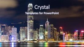 Presentation with simple japan hong kong - Colorful PPT layouts enhanced with scence - hong kong victoria harbour cityscape backdrop and a wine colored foreground
