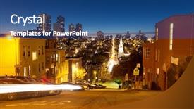  Presentation with columns ancient roman road city - Presentation theme with scence - night scene of city road background and a  colored foreground