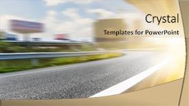  Presentation with city - Beautiful slides featuring highway urban scene - empty overpass of a city backdrop and a lemonade colored foreground
