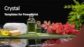  Presentation with tranquil spa - Beautiful PPT theme featuring scene- orchid with candle oil backdrop and a black colored foreground