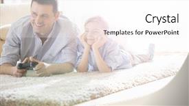  Presentation with video game xbox - Audience pleasing slide deck consisting of scene 1 scene 2 - ather and son playing video backdrop and a white colored foreground