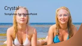  Presentation with kinder joy - Presentation theme having scene 1 scene 2 - enjoying joy in bikini background and a  colored foreground