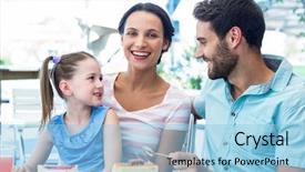  Presentation with restaurant family - Beautiful slide deck featuring scene 1 scene 2 - family eating at the restaurant backdrop and a  colored foreground