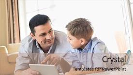  Presentation with father - Cool new PPT theme with scene 1 scene 2 - father and son using digital backdrop and a coral colored foreground