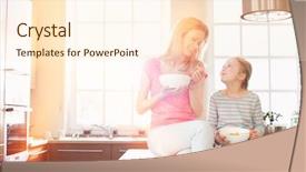  Presentation with displaying a happy mother cudd - Amazing slides having scene 1 scene 2 - happy mother and daughter having backdrop and a cream colored foreground