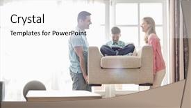  Presentation with new parents nurse - PPT theme having scene 1 scene 2 - happy parents carrying son background and a white colored foreground