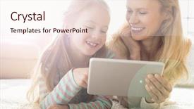  Presentation with digital identity theft - Audience pleasing PPT theme consisting of scene 1 scene 2 - mother and daughter using digital backdrop and a sky blue colored foreground