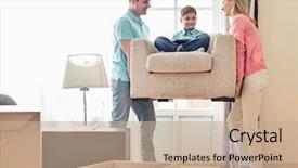  Presentation with parents - Slides featuring scene 1 scene 2 - parents carrying son on armchair background and a coral colored foreground