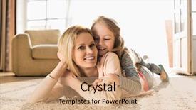  Presentation with daughter - Audience pleasing slide deck consisting of scene 1 scene 2 - portrait of happy mother backdrop and a  colored foreground