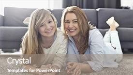  Presentation with mother nursing care - Slides having scene 1 scene 2 - portrait of smiling mother background and a gray colored foreground