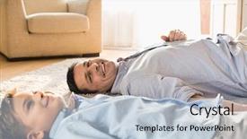  Presentation with father son and looking - Slides with scene 1 scene 2 - smiling father and son relaxing background and a  colored foreground