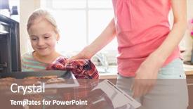  Presentation with cookie - Beautiful presentation theme featuring scene 1 scene 2 - smiling looking at mother removing backdrop and a coral colored foreground