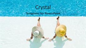  Presentation with swimming pool - Colorful slides enhanced with scene 1 scene 2 - two women in a hat backdrop and a cyan colored foreground