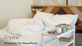  Presentation with cutlery food - Theme featuring scene-after-dining background and a light gray colored foreground