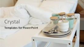  Presentation with cutlery food - Slides featuring scene-after-dining background and a soft green colored foreground