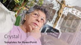  Presentation with scene - Theme having scene-at-the-funerarium background and a lemonade colored foreground