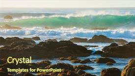  Presentation with ocean wave - Slide deck featuring scene background beautiful blue teal background and a tawny brown colored foreground