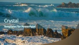  Presentation with ocean wave - Amazing slide deck having scene background beautiful blue teal backdrop and a ocean colored foreground
