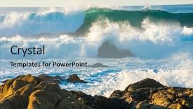  Presentation with ocean wave - Beautiful slide deck featuring scene background beautiful blue teal backdrop and a light blue colored foreground