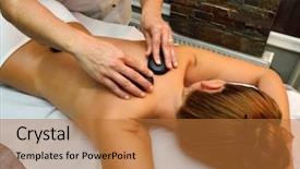  Presentation with e portfolio for massage therapist - Beautiful slides featuring scene healthcare - beautiful young woman lying down backdrop and a  colored foreground