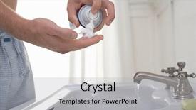  Presentation with shave - Beautiful presentation theme featuring scene healthcare - closeup midsection of a man backdrop and a light gray colored foreground