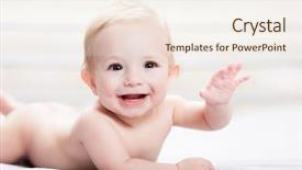  Presentation with goodbye - Slides enhanced with scene healthcare - little cute smiling newborn baby background and a sky blue colored foreground