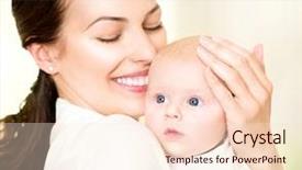  Presentation with maternity - Cool new presentation design with scene healthcare - mother and her newborn baby backdrop and a lemonade colored foreground