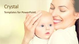 Presentation with maternity - Presentation design featuring scene healthcare - mother and her newborn baby background and a cream colored foreground