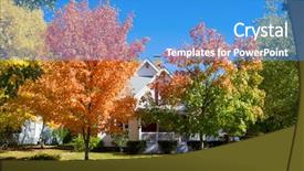  Presentation with fall mounains - Presentation enhanced with scene in a small town background and a teal colored foreground