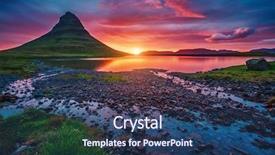  Presentation with iceland location famous place kirkjufellsfoss - Presentation theme enhanced with scene location place kirkjufellsfoss iceland background and a ocean colored foreground