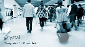  Presentation with station - Presentation theme featuring scene of a subway station background and a sky blue colored foreground