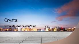  Presentation with taxi cabs new york city - Audience pleasing theme consisting of scene of hangzhou new city backdrop and a light blue colored foreground