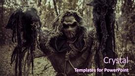  Presentation with horror evil - Slide deck having scene-of-horror background and a wine colored foreground