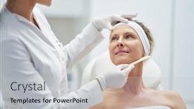  Presentation with injection - Slide set enhanced with scene-of-medical-cosmetology-treatments background and a light gray colored foreground