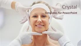  Presentation with injection - PPT theme consisting of scene-of-medical-cosmetology-treatments background and a soft green colored foreground