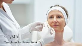  Presentation with injection - Theme enhanced with scene-of-medical-cosmetology-treatments background and a sky blue colored foreground