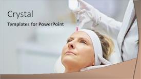  Presentation with injection - Presentation design featuring scene-of-medical-cosmetology-treatments background and a light gray colored foreground