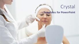  Presentation with injection - Presentation theme featuring scene-of-medical-cosmetology-treatments background and a sky blue colored foreground