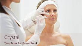  Presentation with injection - PPT layouts having scene-of-medical-cosmetology-treatments background and a soft green colored foreground